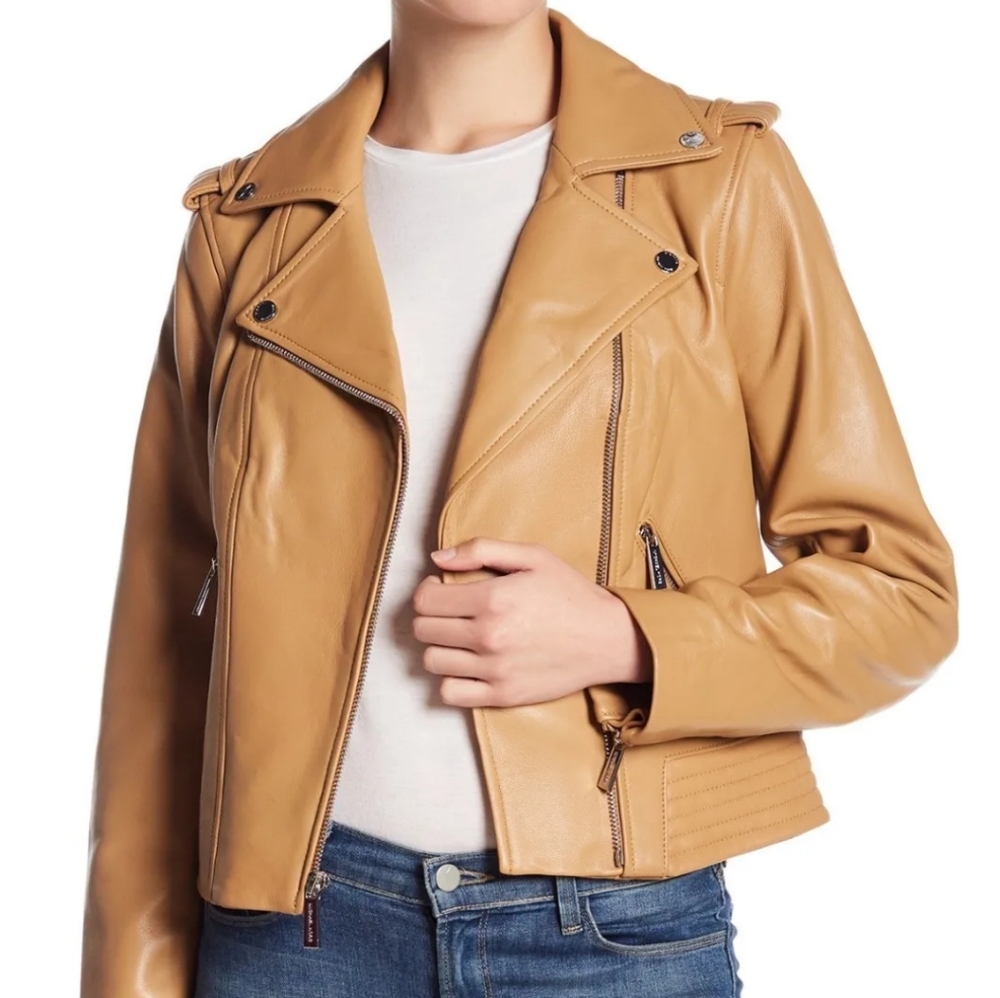 AUTHENTIC MICHAEL KORS Women's Leather Moto Jacket